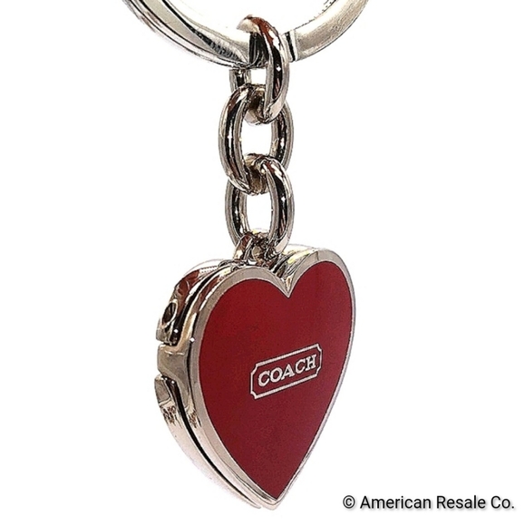 Vintage COACH Signature Red Heart Locket Purse Charm Keychain #1657 - Picture 4 of 8